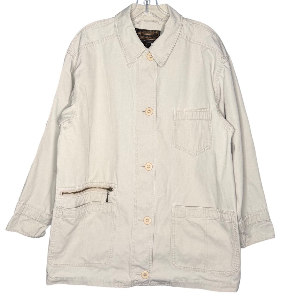Vintage Eddie Bauer Men M Barn Chore Jacket Coat Canvas Cotton Outdoor Utility